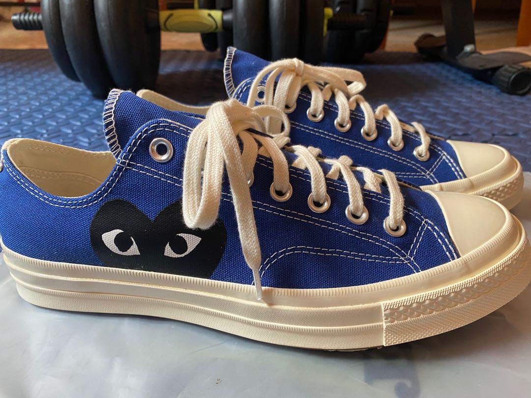 Converse X CDG Blue low size UK9 Brand new no box, Men's Fashion, Footwear,  Sneakers on Carousell
