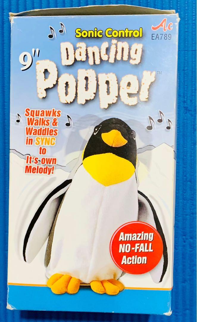 Dancing Popper Penguin (No Fall) (Category: Interactive Toys) located in Quezon City. Submitted by chosenjuan05 (Listing ID 1148539790, Image 1). Description: ****RUSH SALE SALE SALE RUSH**** Dancing Popper Penguin (No Fall) 9262A Dancing Popper. 9" battery operated, sound activated penguin that talks, walks & waddles on tables and counters without falling off the edge! Requires 3 "AA" batteries. Box size: 4.25"Wx9.25"Hx4.25"D. Case pack: 24 pcs.