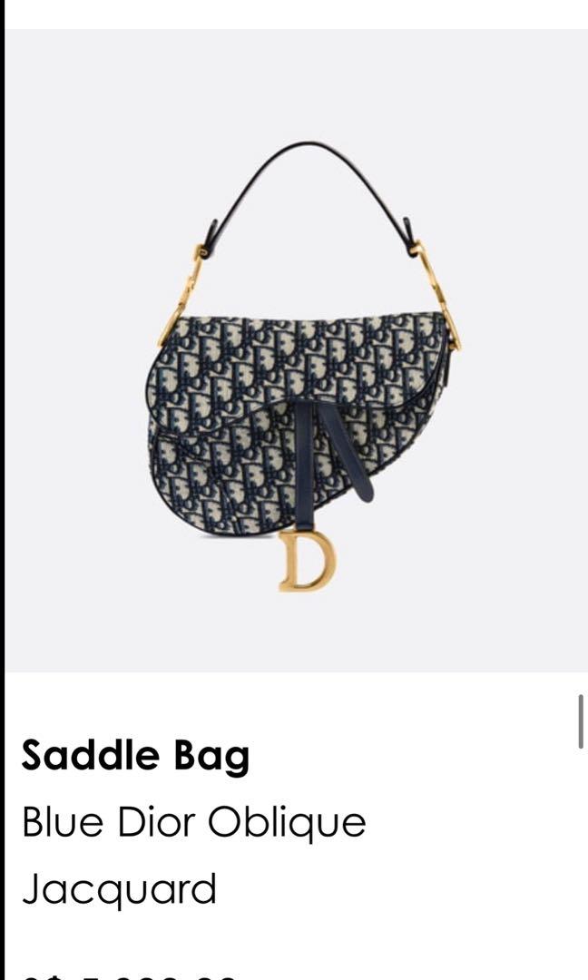 Dior Saddle bag (blue oblique jacquard), Luxury, Bags & Wallets on