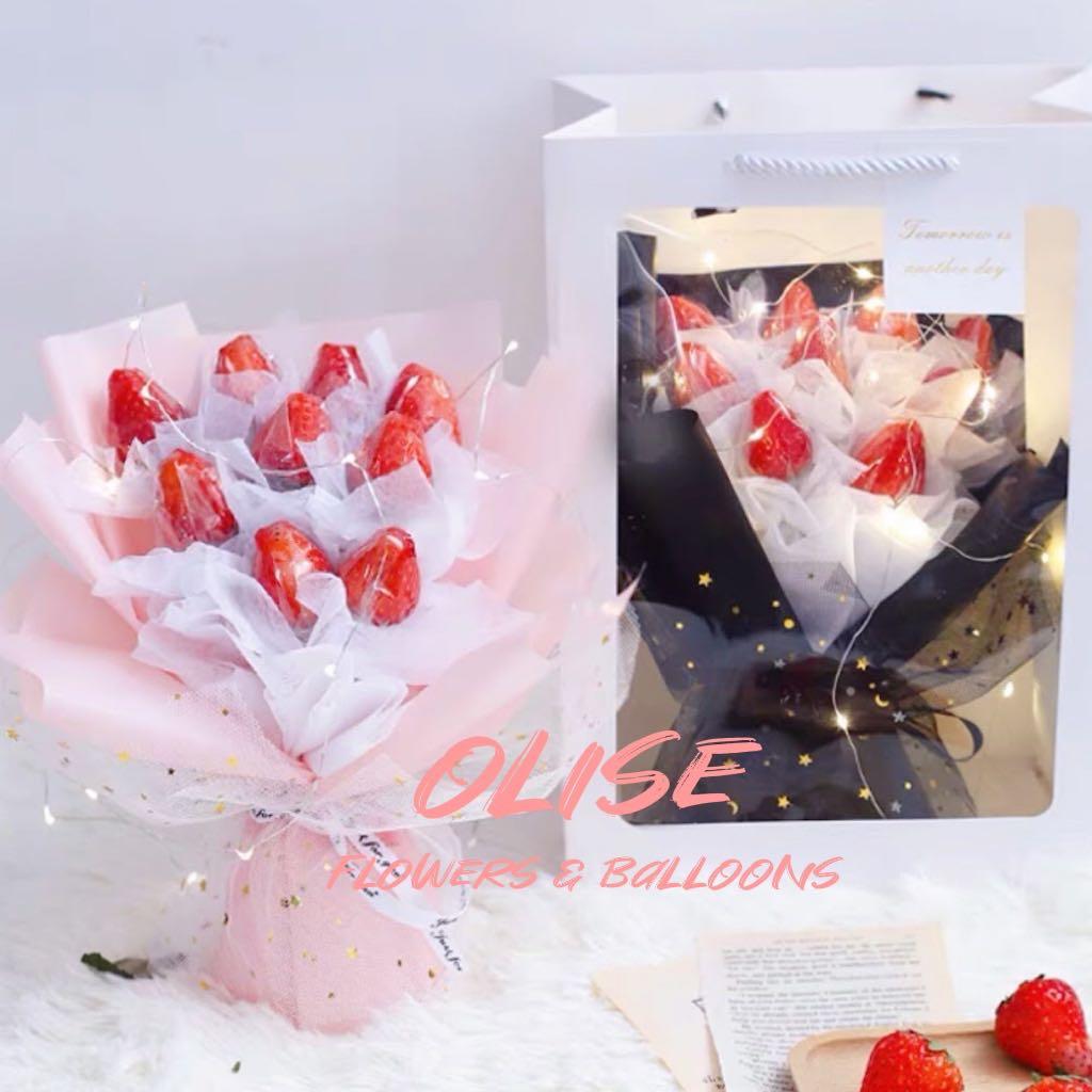 情人節禮物自製草莓士多啤梨水果花束diy花束 興趣及遊戲 手作 自家設計 文具及工藝 花 Carousell