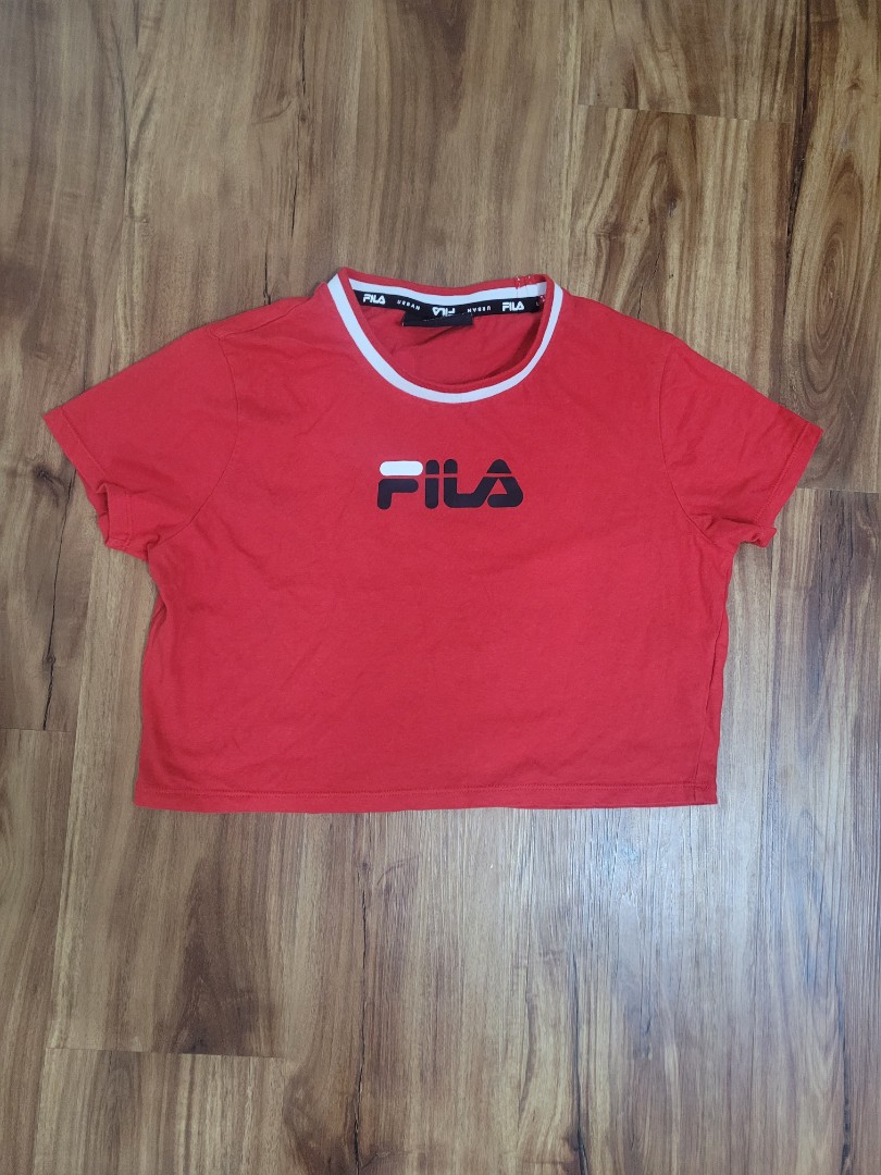 Red fila crop top cheap