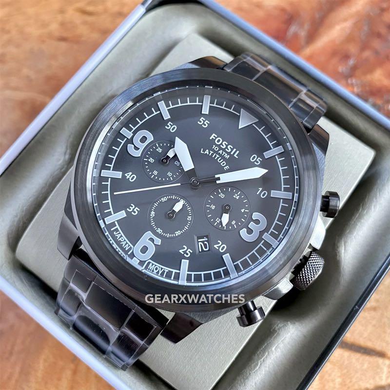 Fossil Latitude Black Stainless Steel Men s Watch