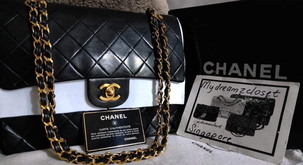 Chanel Classic Vintage Beige Lambskin 24K Gold Chain 3 Way Full Flap Small  Bag - My Dreamz Closet