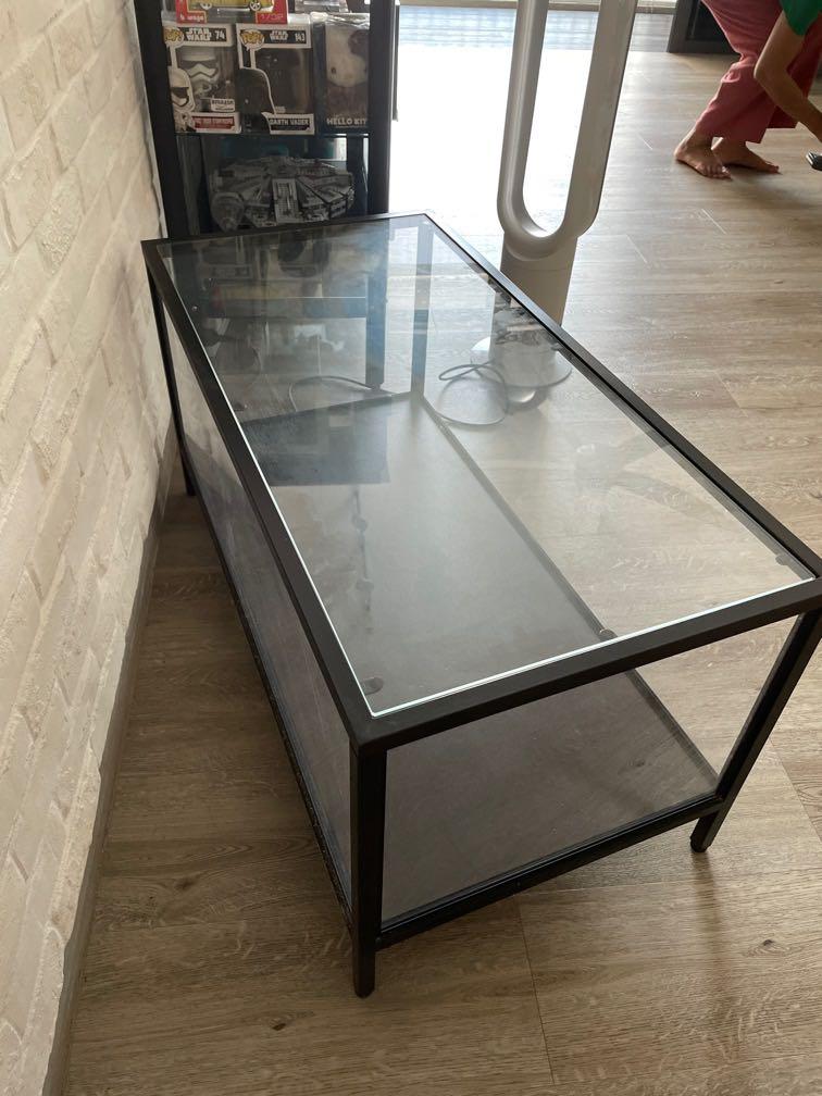 Glass display table modified ikea coffee table, Furniture & Home