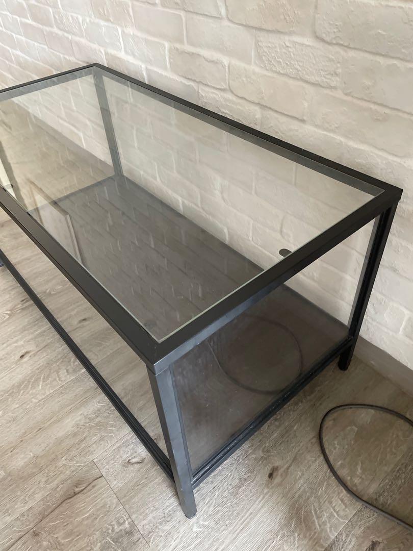 Glass display table modified ikea coffee table, Furniture & Home