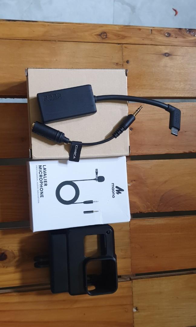 Go Pro Mic Adapter TRS to TRRS Adapter Maono Mic Lavalier Ulanzi V2 Sold as Set, Photography