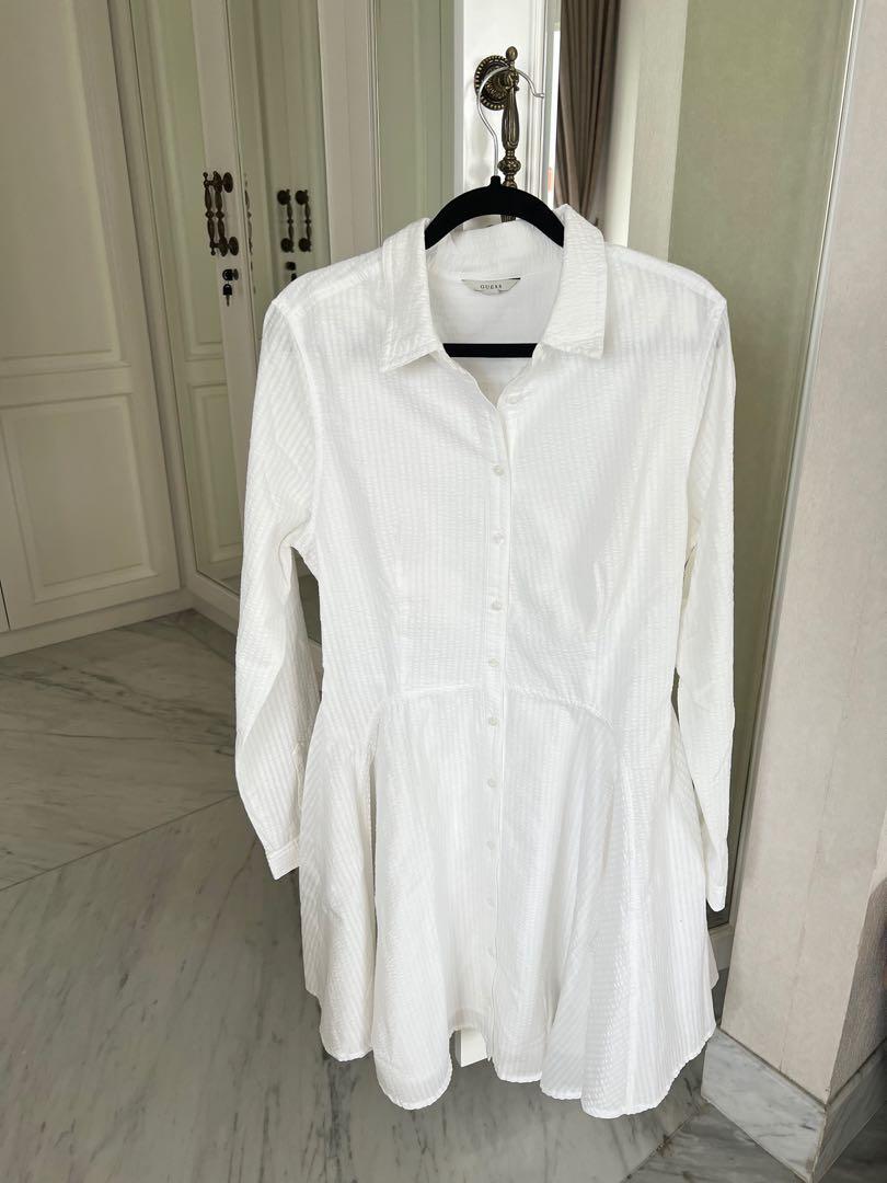 Guess White Shirt Dress, Fesyen Wanita 