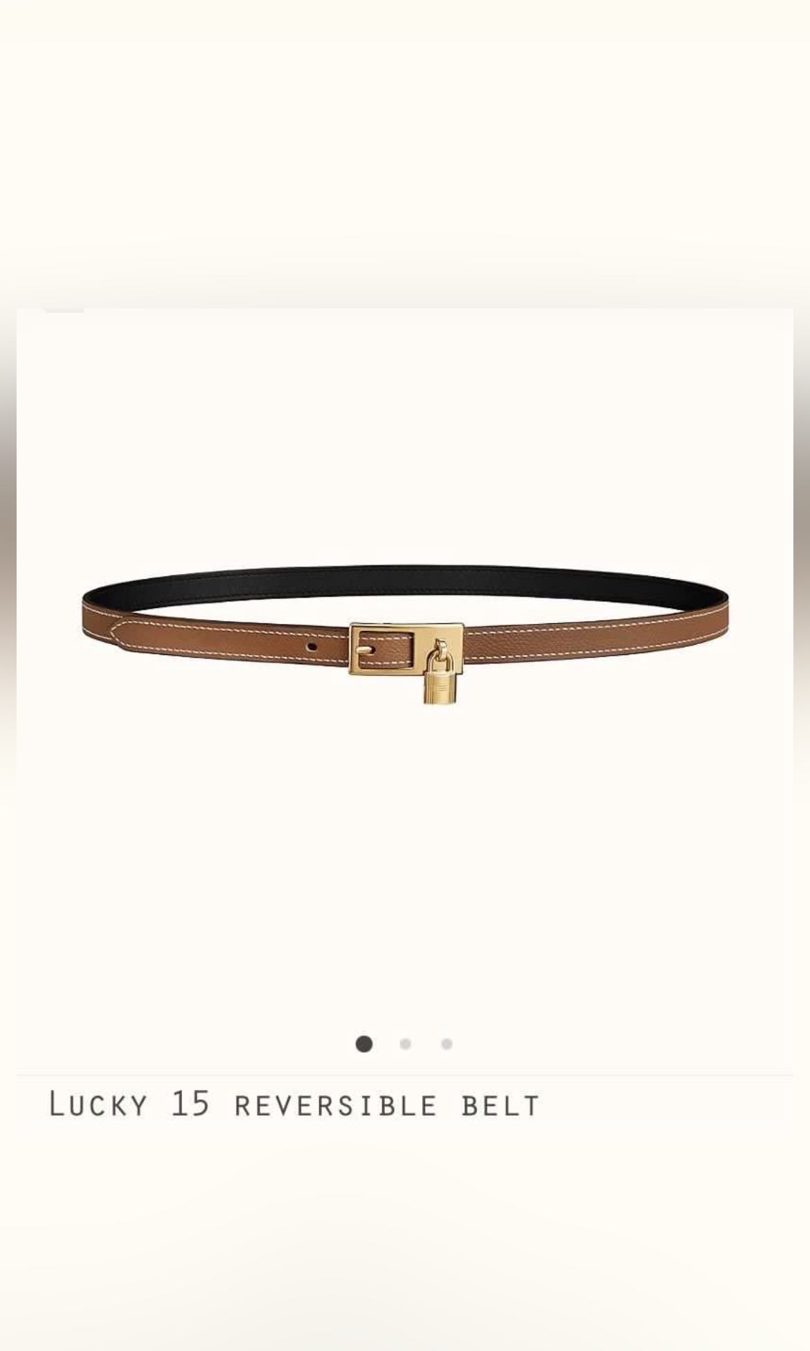Hermes Lucky Reversible Belt Gold/Black 75, Women's Fashion, Watches