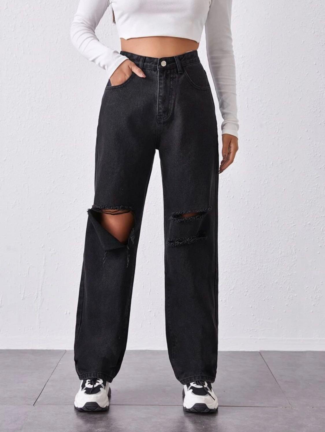 high waisted ripped baggy mom jeans Women s Fashion Bottoms Jeans Leggings on Carousell