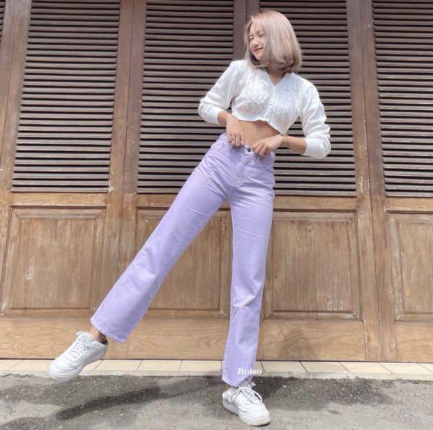 Jiniso Highwaist Loose Jeans Lilac 