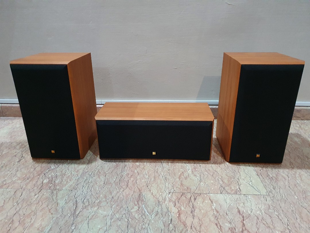 KEF speakers (left, right & centre bookshelf) made in Belgium, Audio