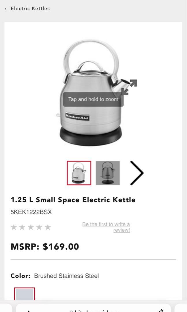 KitchenAid 1.25L Small Space Kettle in Stainless Steel