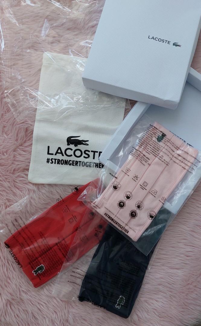 Lacoste Cotton Mask (Category: Luxury Accessories) located in Imus. Submitted by keenahsgiftshop (Listing ID 1148536027, Image 2). Description: Lacoste set of 3 Mask • with dust bag and gift box • can be bought separately • 100% cotton • Pinas on hand 1,599 only (590 if 1pc only).