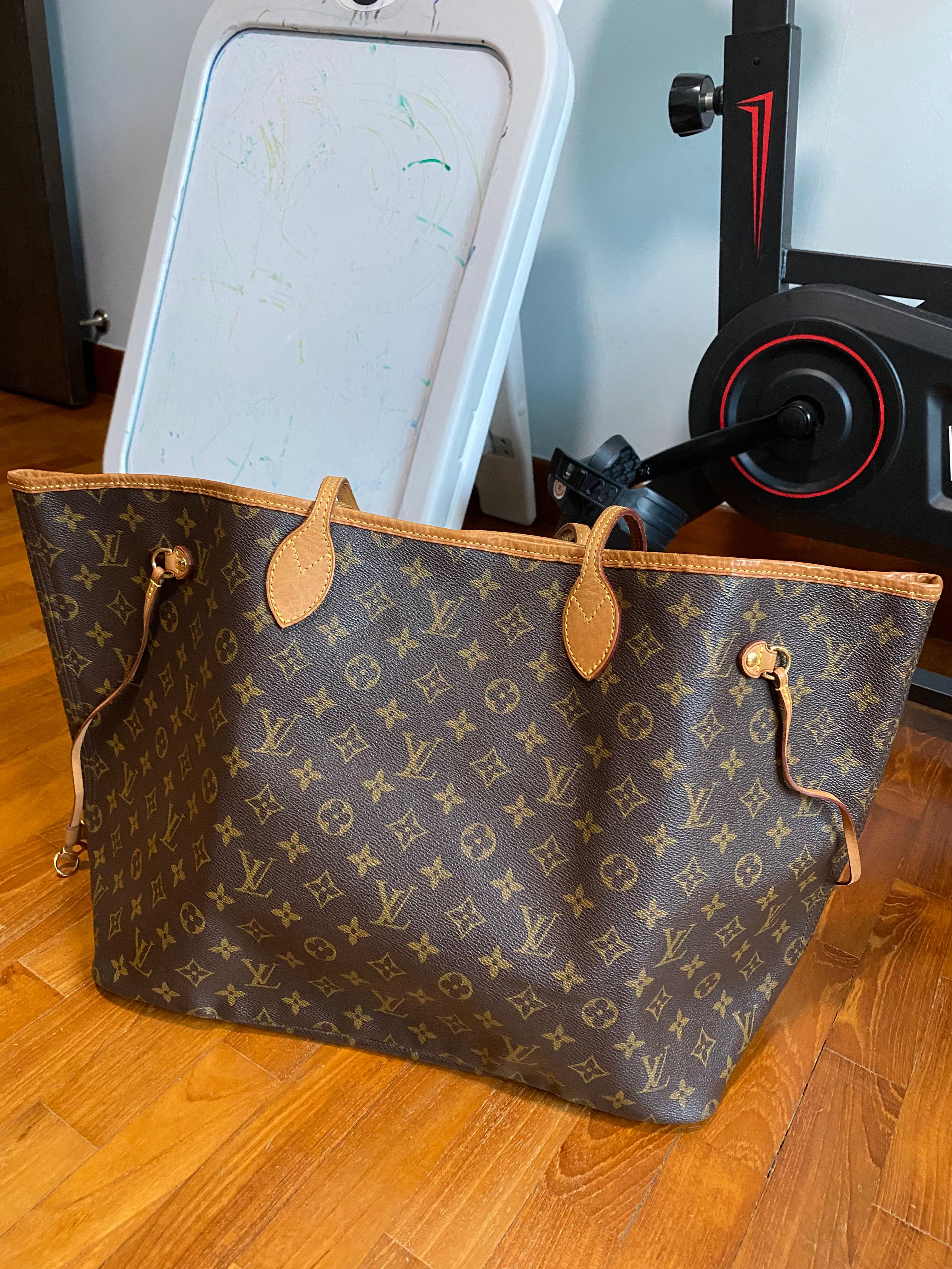 Louis Vuitton Neverfull GM (M40990) Monogram Beige Tote Bag with Bag and Box