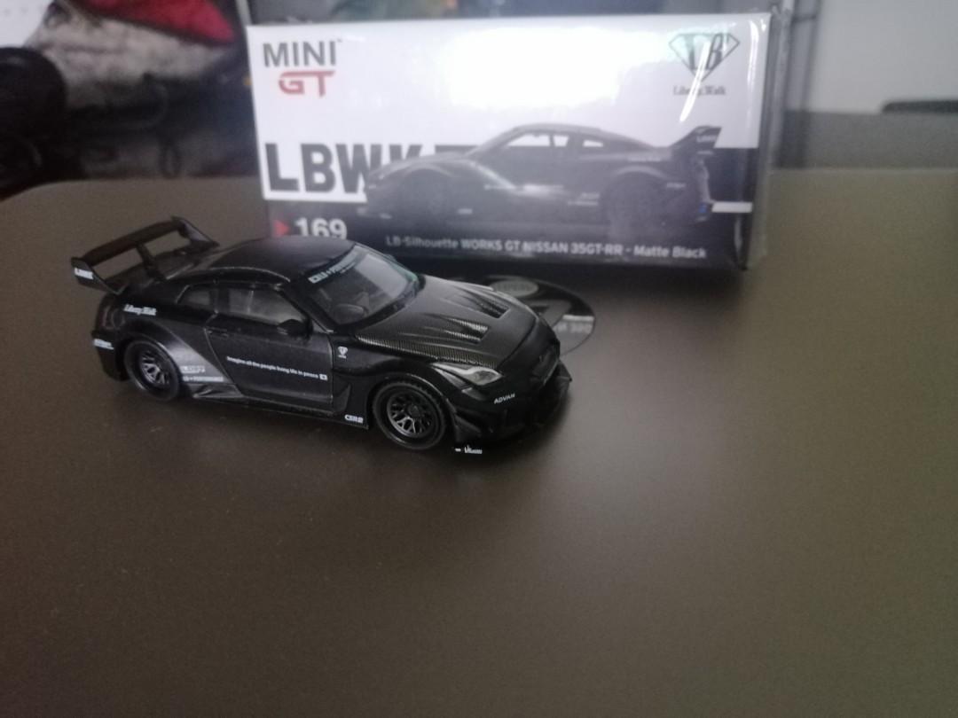 MINI GT no. 169 nissan gtrRR r35 silhouette matte black, Hobbies