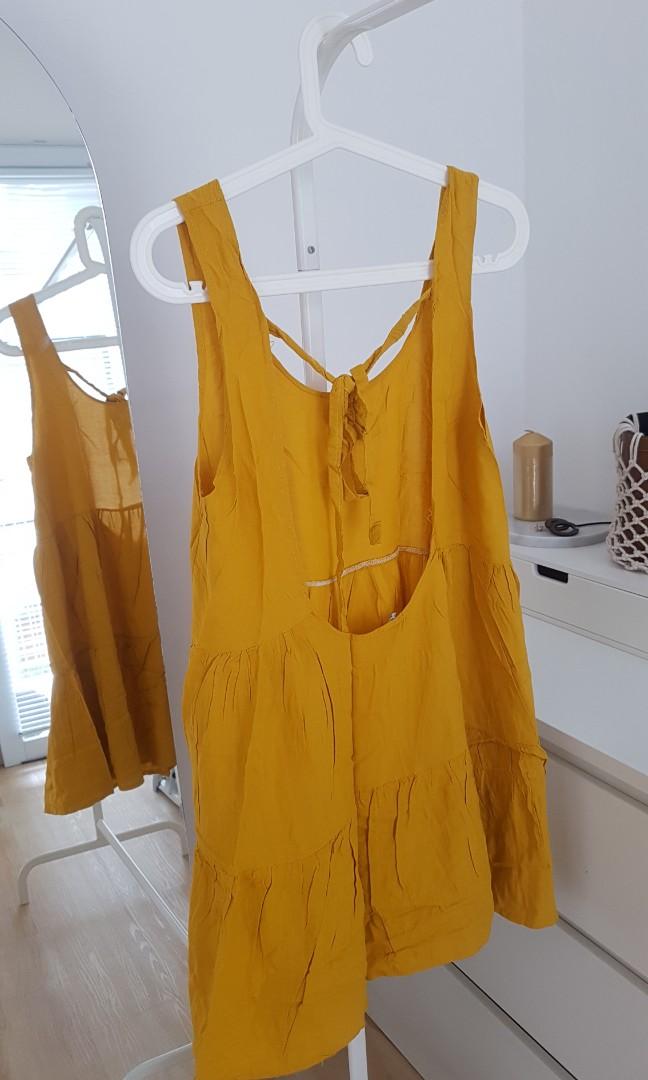 Mustard Yellow Summer Dress, Fesyen 