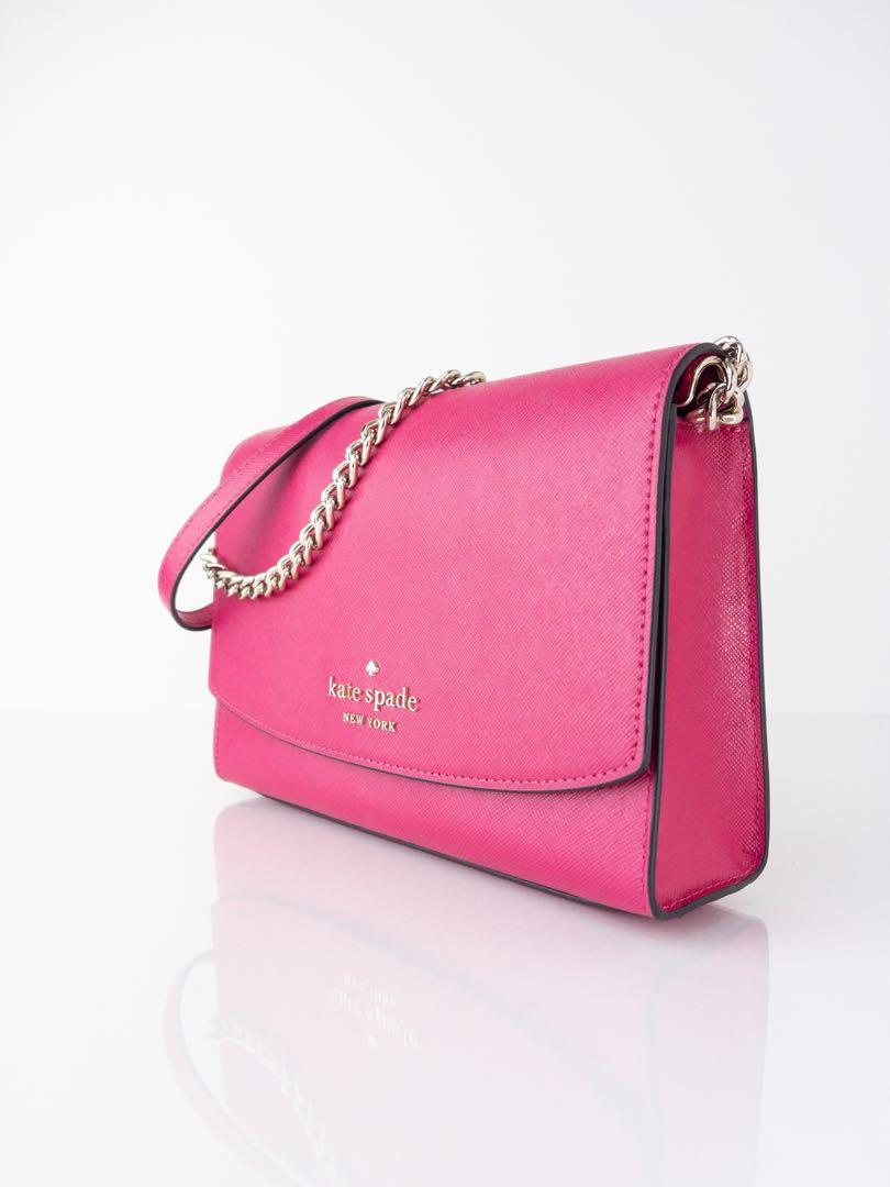 New Kate Spade Carson Saffiano Leather Convertible Crossbody Bag Pink Ruby