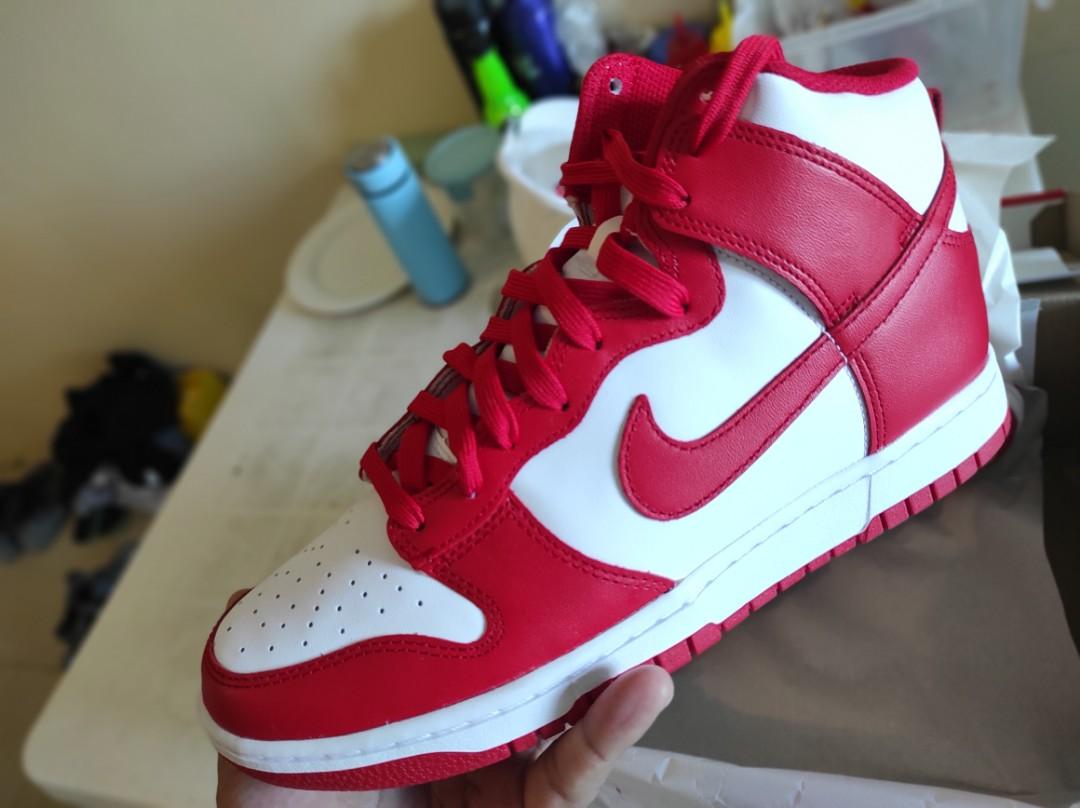 Nike Dunk High 'Championship White and Red', Men's Fashion ...