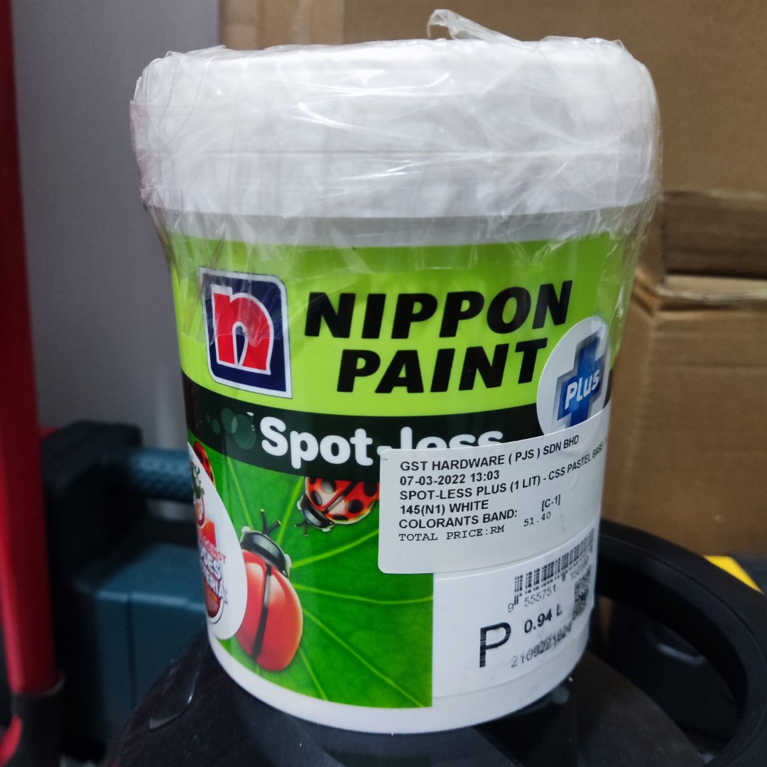Nippon Paint Spotless Plus 1L white 145, Furniture & Home Living