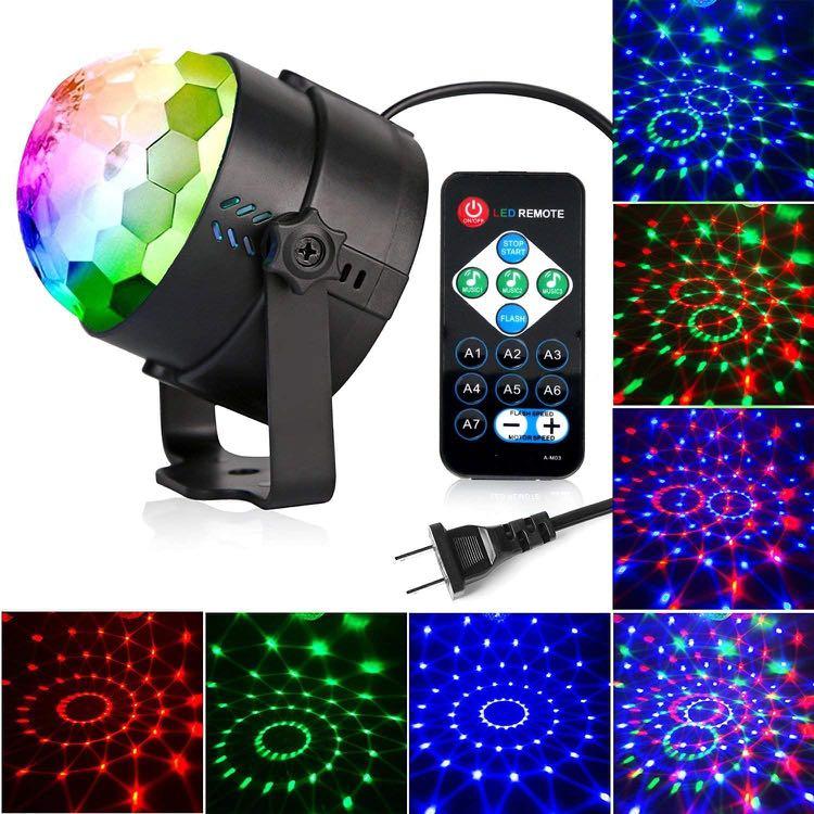 KOOT 2 Packs Disco Ball Sound Activated Disco Dance Lights with Remote Party Lights Magic LED DJ Lights 7 Colors Mode RGB Strobe Lights for Home Kids Room Christmas Party Bedroom Bar Club Show 