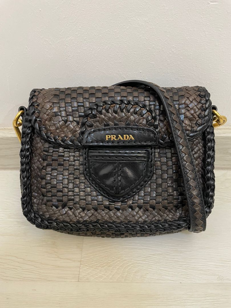 Prada Madras Woven Crossbody Bag, Women's Fashion, Bags & Wallets
