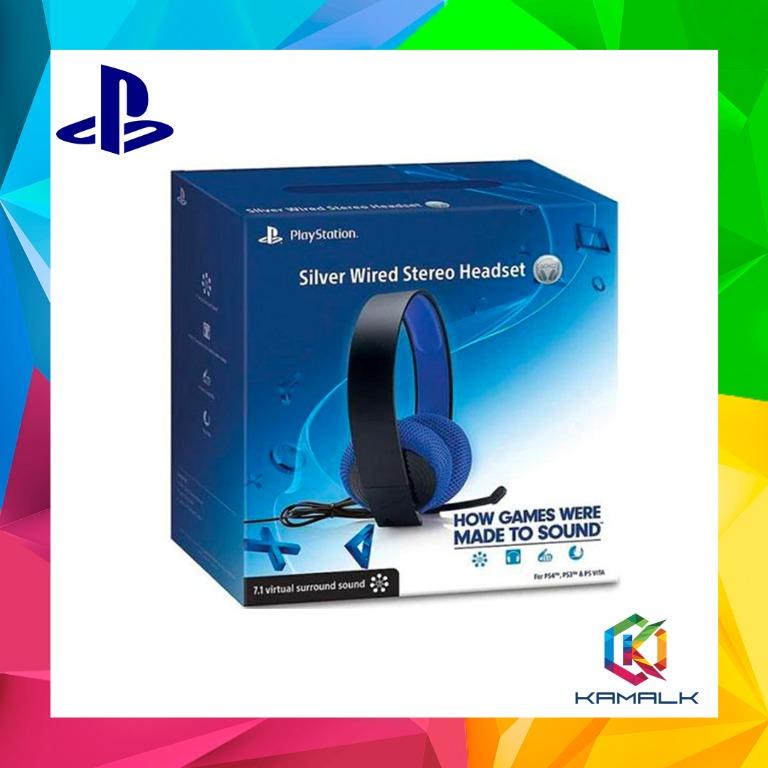 PS4 Silver Wired Stereo Headset 1 Week Warranty