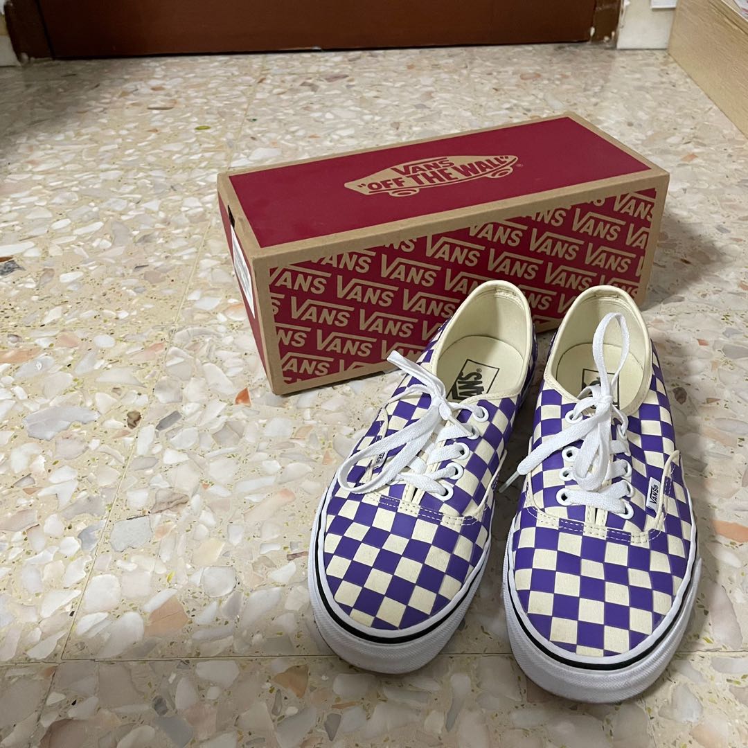 purple checkered shoes