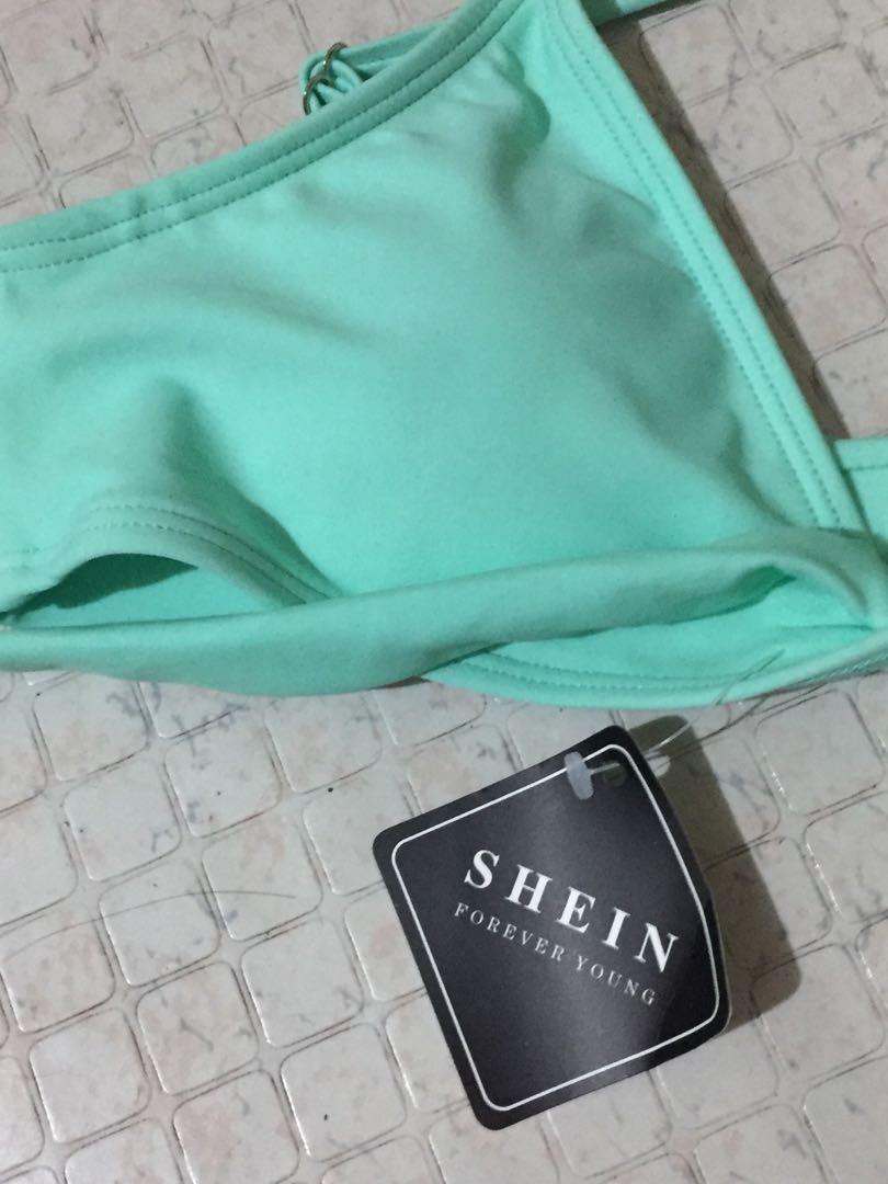 Shein mint green 2 piece bikini swimsuit (Category: Bikinis & Swimsuits) located in Manila. Submitted by thriftergurll (Listing ID 1148507392, Image 2). Description: Fits s-m Mop: gcash/bpi Mod: any courier you prefer.