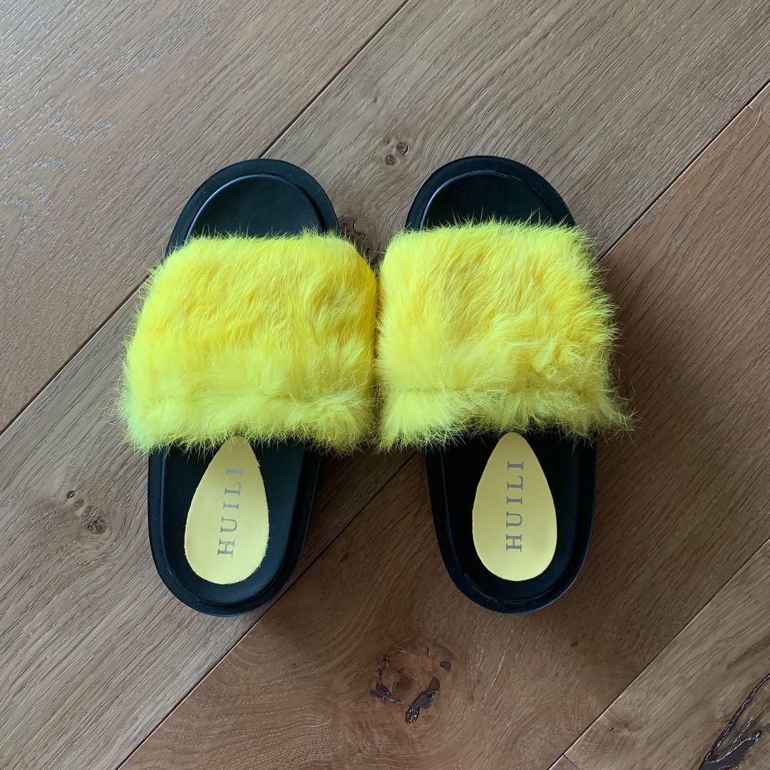 Furry discount yellow slides