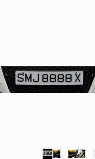 SMJ8888X lucky Carplate Nunber for sale