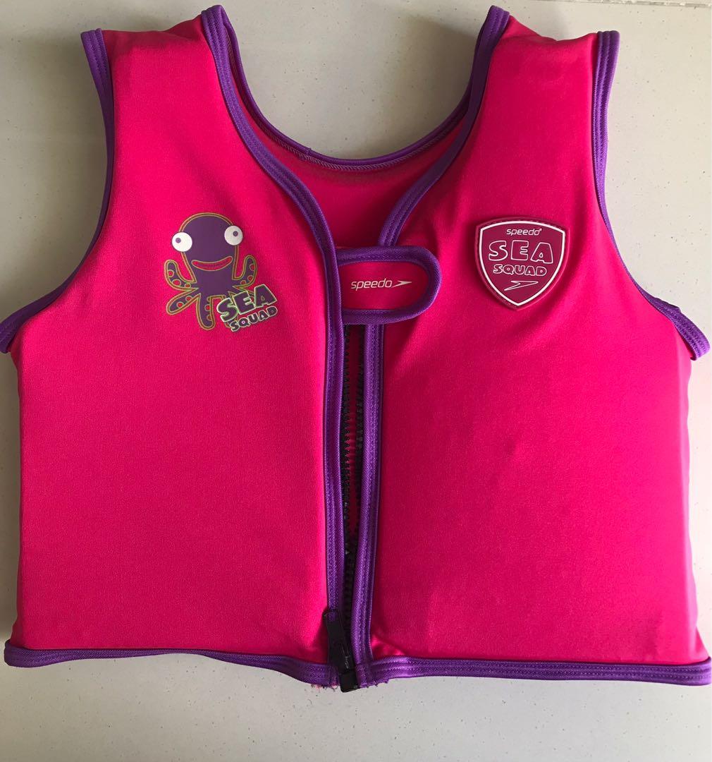 4  pink Girls Speedo Sea Squad Float Suit Swimsuit Vest Life Jacket age 3 