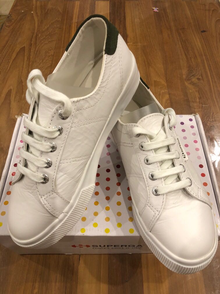 Superga leather sneakers with suede tab Women s Fashion Footwear Sneakers on Carousell