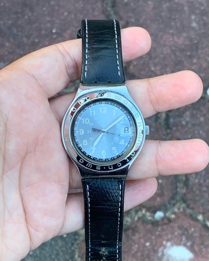 SWATCH IRONY MENS LEATHER STRAP