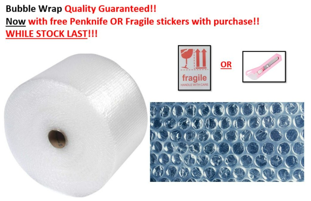 CHEAPEST THICK BUBBLE WRAP ROLL from US with fragile stickers OR