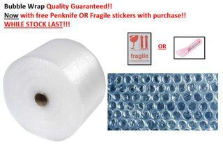 CHEAPEST THICK BUBBLE WRAP ROLL from US with fragile stickers OR penknife(50cm * 10m to 30m)