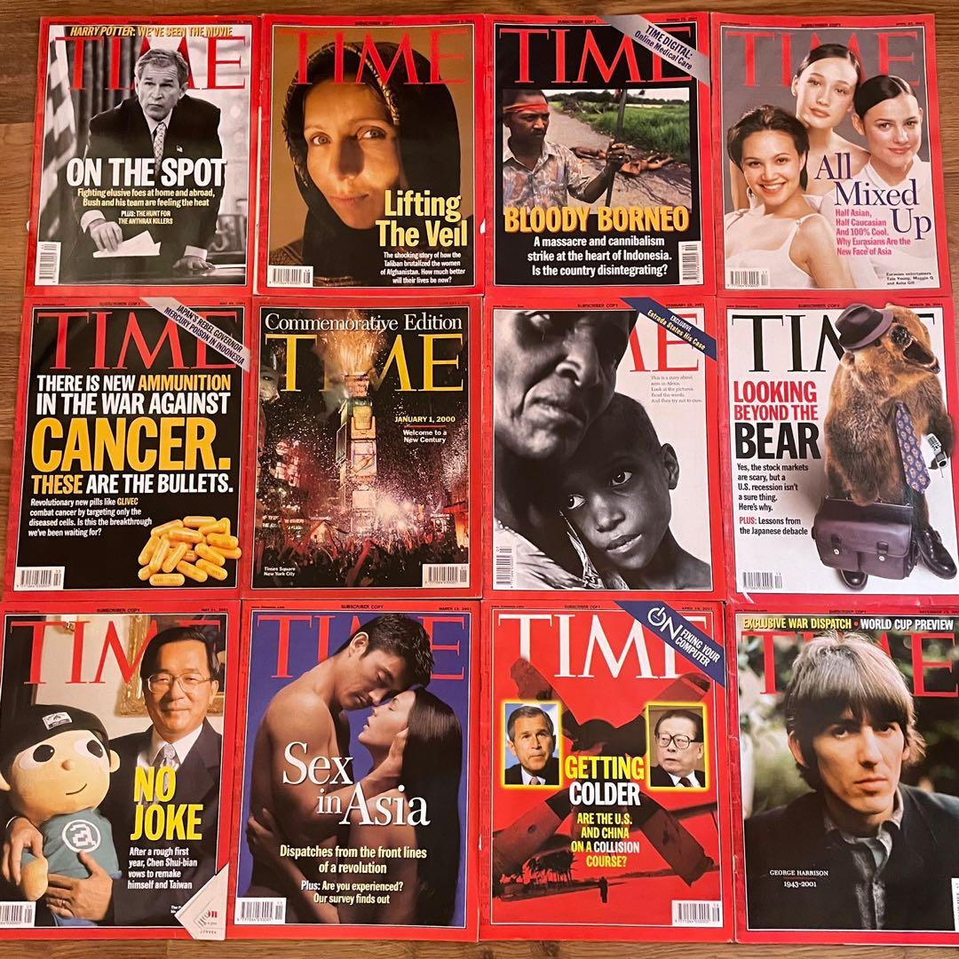 Time Magazine (Category: Magazines) located in Apalit. Submitted by dimenheats (Listing ID 1148478758, Image 1). Description: 2000-2001 119 per issue ❌Commemorative Edition SF is 74 and up MOD: LBC or J&T Meet up around Pampanga MOP: GCash or Bank Transfer.
