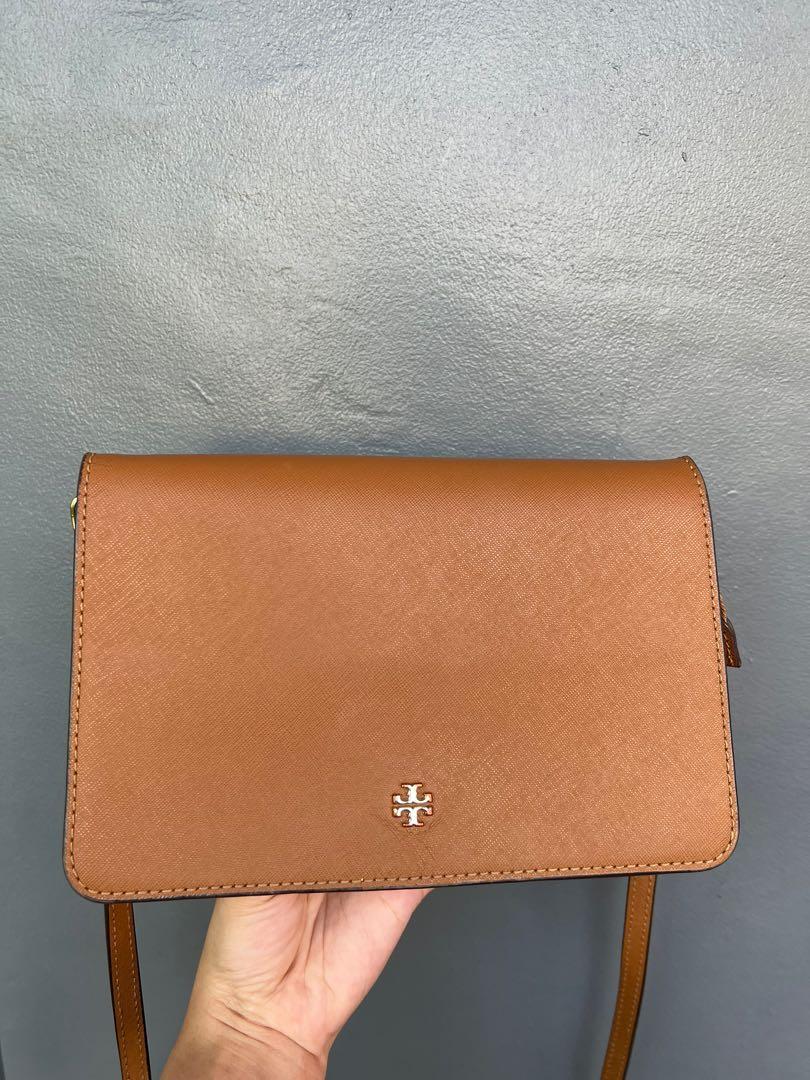 Tory Burch Brown Sling Bag, Luxury, Bags & Wallets on Carousell