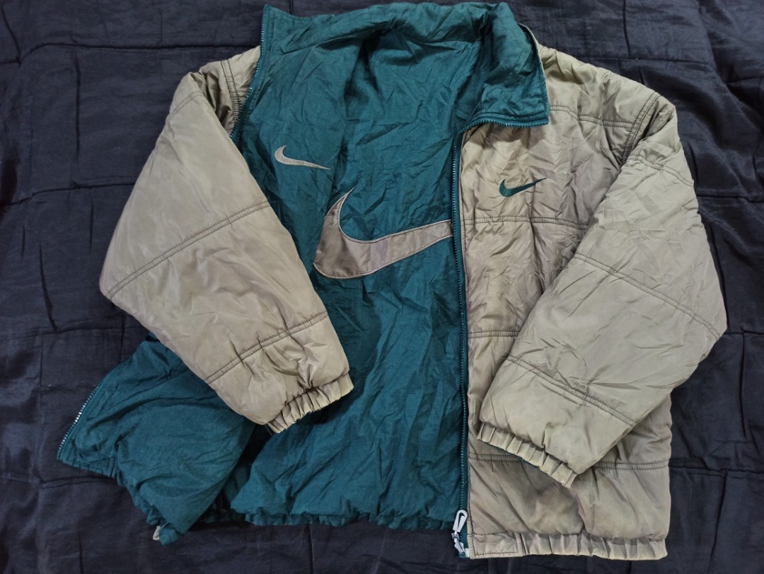 nike rare 90s reversible spell out puffer jacket