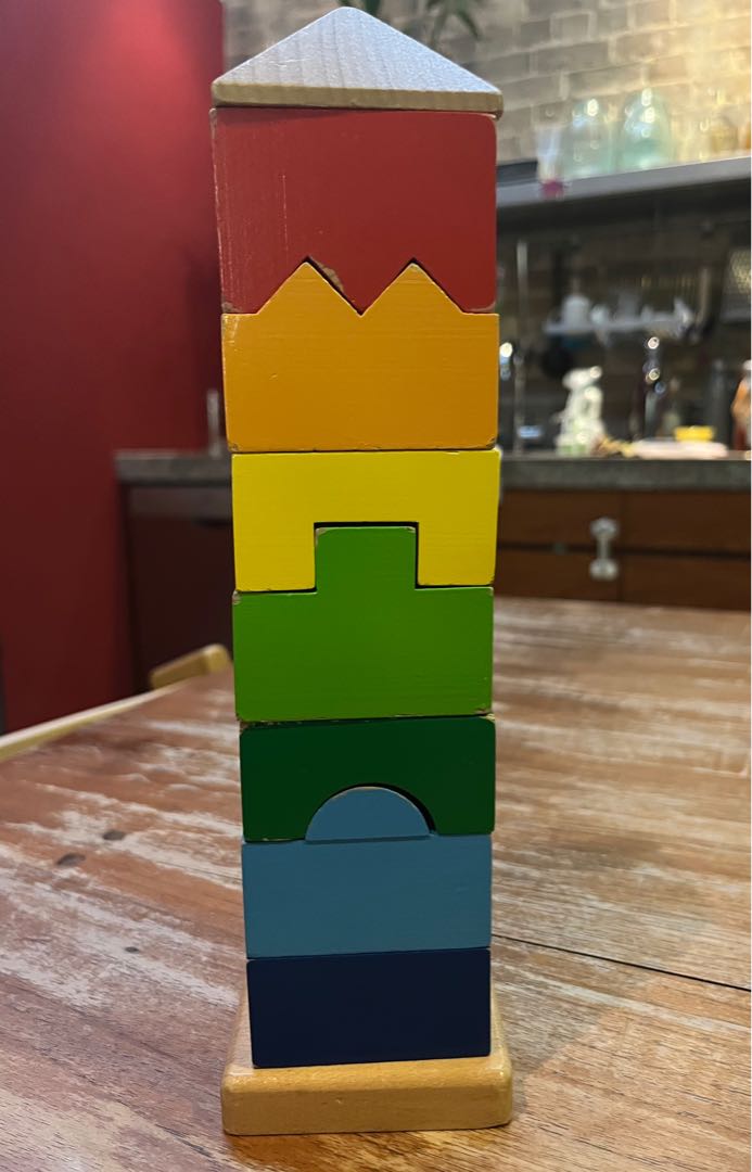 Wooden stacking tower, Hobbies & Toys, Toys & Games on Carousell