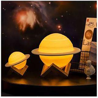 14CM 3D Print Saturn Planet Light Night Lamp Rechargeable 7 Colors Tap and Touch Control Home Decor