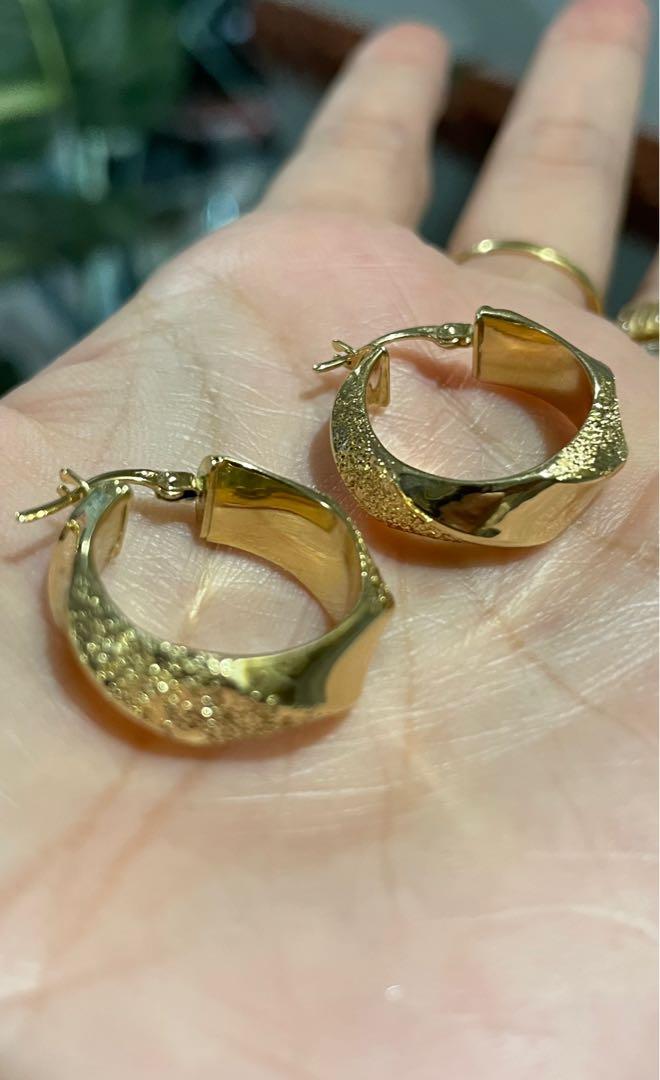 18k 750 Genuine Gold Hoop Earrings Women s Fashion Jewelry