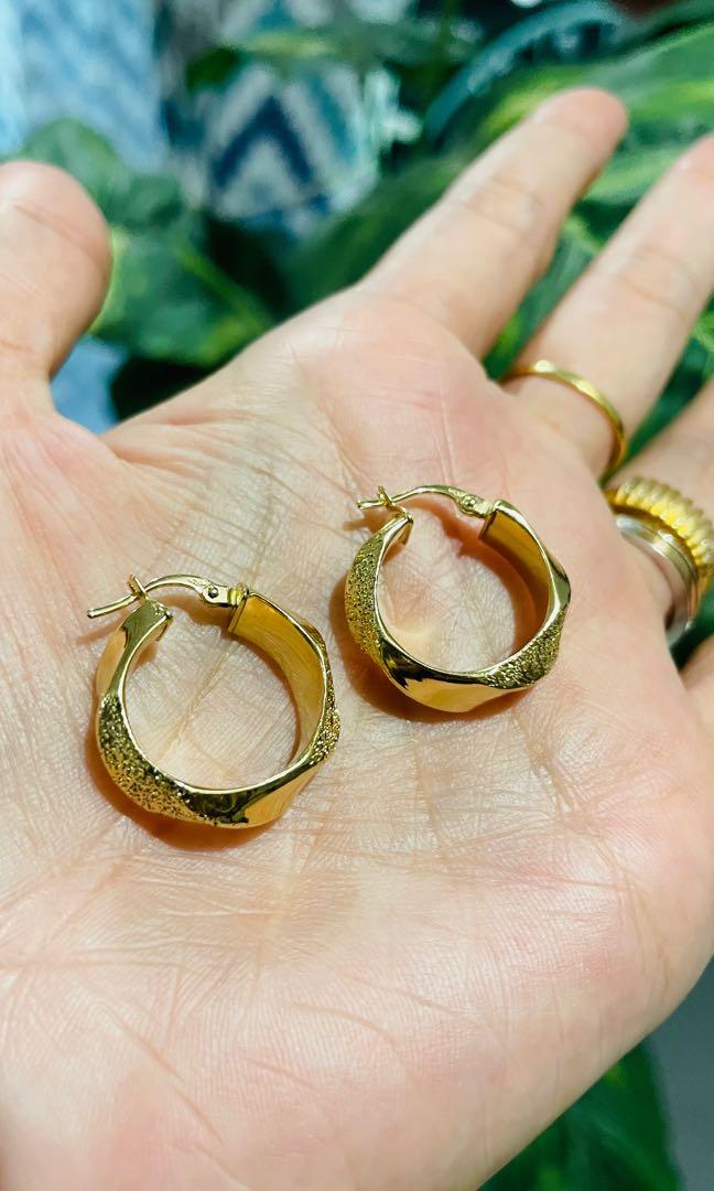 18k 750 Genuine Gold Hoop Earrings Women s Fashion Jewelry