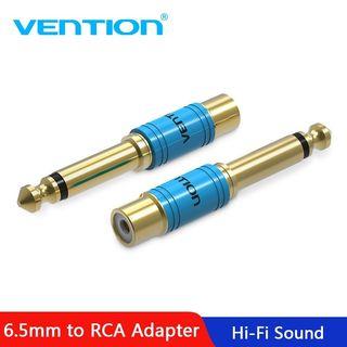 1Pc Vention Mono Plug 6.5mm Male To RCA Female Audio Jack Stereo Connector Adapter Gold-Plated Headphone