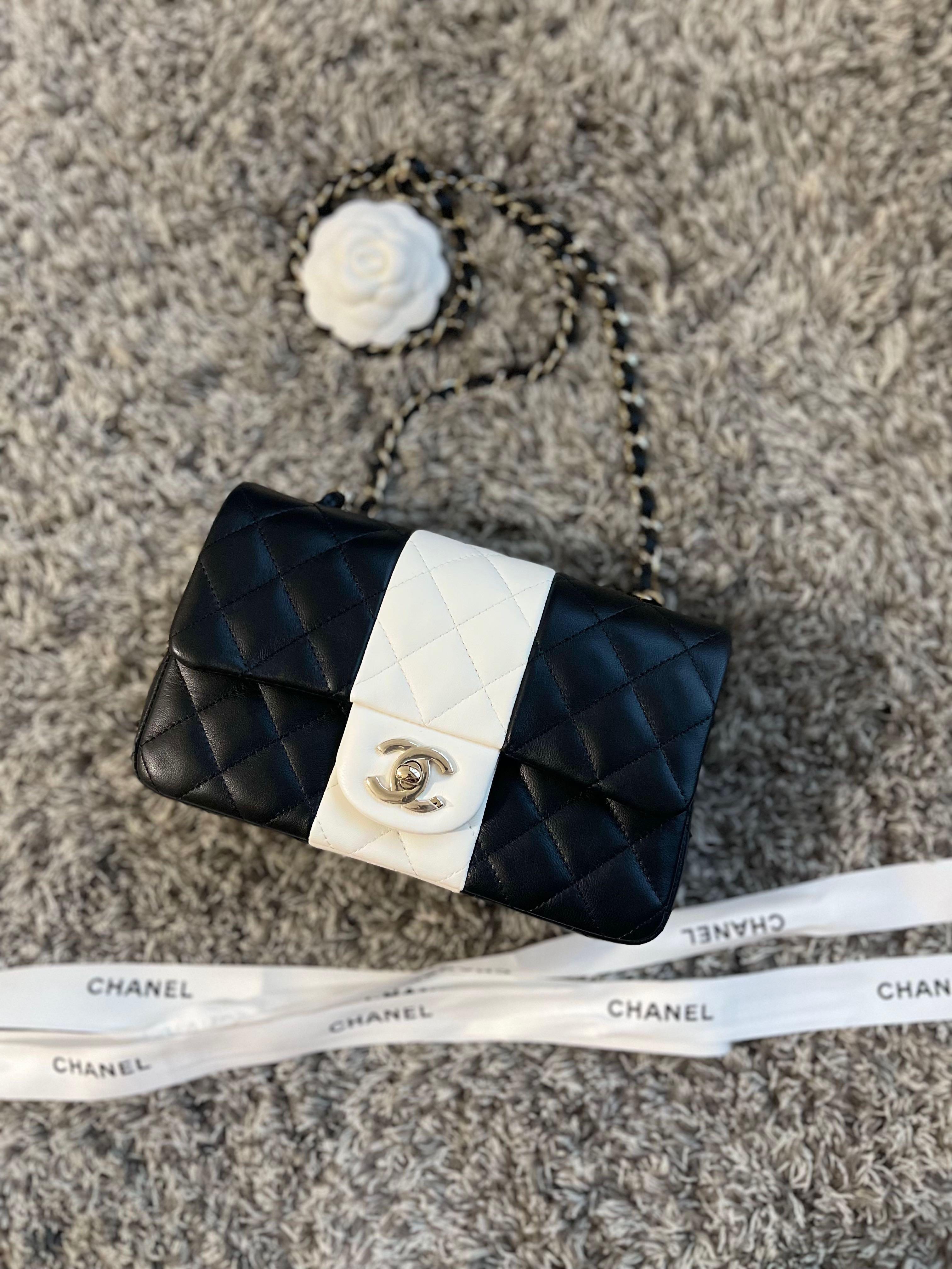22C Chanel Classic Mini Flap Bag Black White Dual Colour Panda LGHW