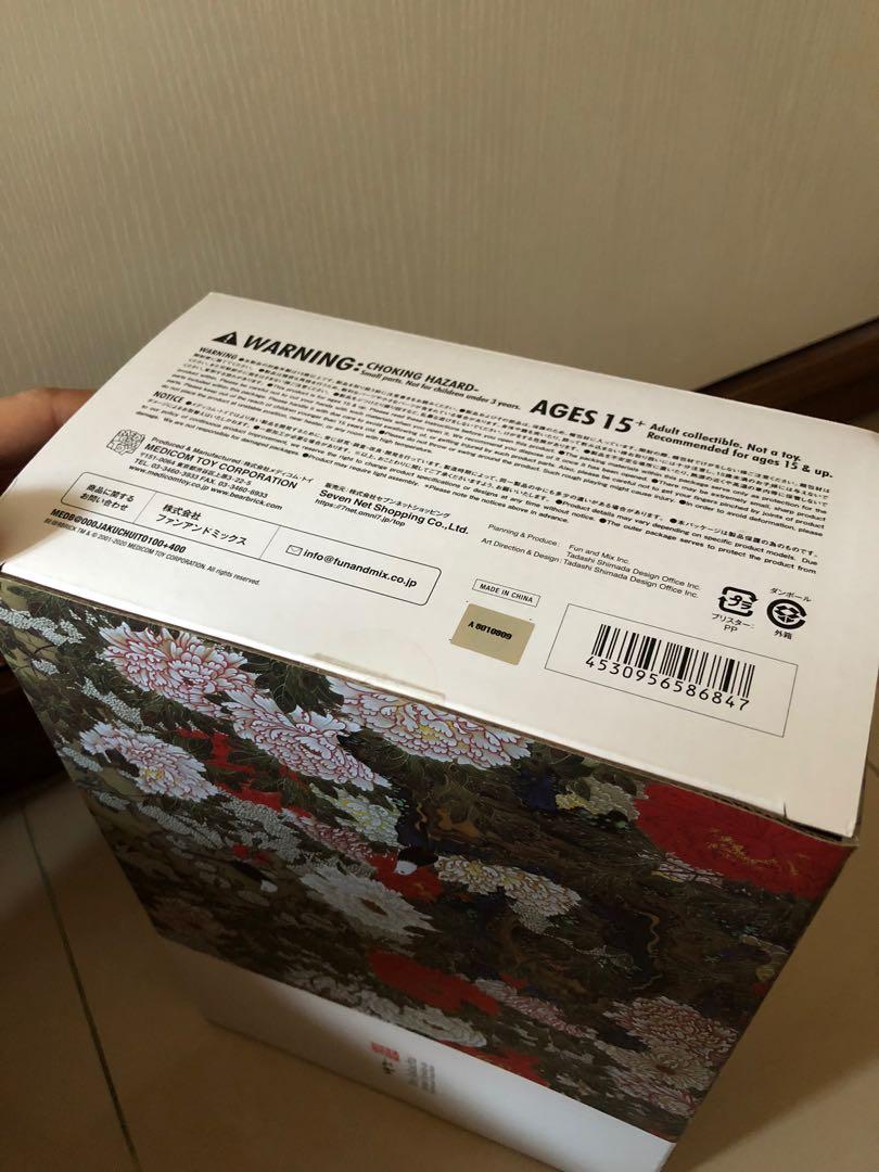 包郵全新BE@RBRICK 400% 100% 伊藤若冲牡丹小禽図ぼたんしょうきんず