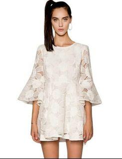 ALICE MCCALL White Lace Trumpet Sleeve Dress