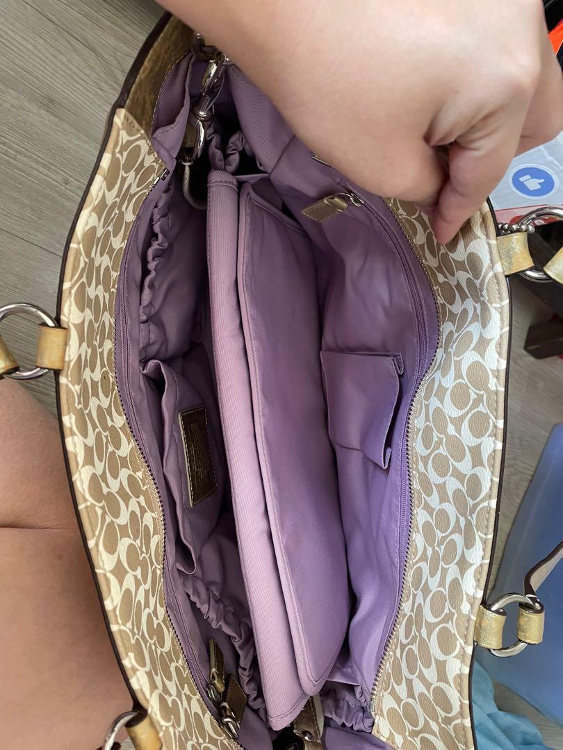 Well Used Authentic Coach Diaper Bag Gold White Women s Fashion Bags Wallets Tote Bags on Carousell