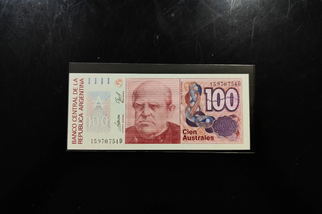 100 Australes Set of 5 Banknotes 5 PCS  UNC 5 Argentina 1 50 10 