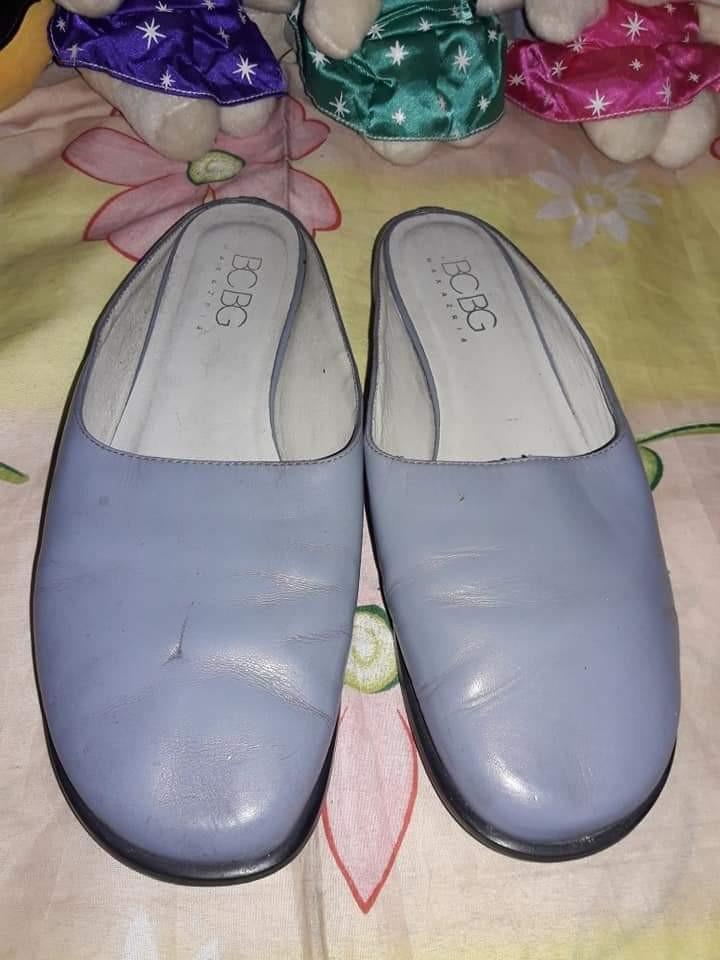BCBG blue leather slup on sandals (Category: Flats & Sandals) located in Baguio. Submitted by edjenfinds (Listing ID 1148634718, Image 1). Description: size 37 eu / 6.5 US vgc with minmal signs of usage plus sf.
