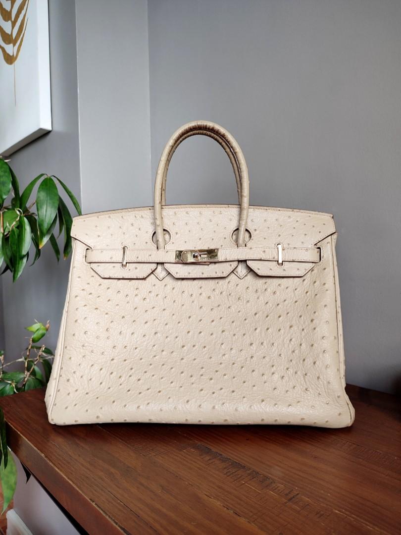 Review of Extremely Rare Hermes Birkin Ostrich Parchemin 35 Bag